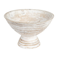 Bol de piédestal en bois antique blanc rustique fruits en bois de manguier et décor bol de pièce maîtresse de table polyvalent au prix d'usine