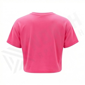 เสื้อยืดครอปคอกลมแขนสั้นผ้าฝ้ายคุณภาพสูงสำหรับผู้หญิง สวมใส่สบาย ระบายอากาศได้ดี สีสันปรับแต่งได้ - Product Image 2