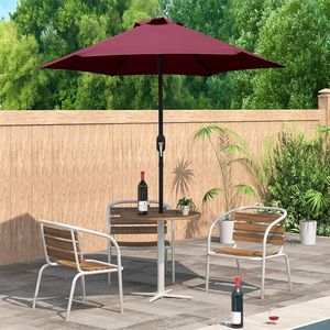 Sombrilla de Patio de 7.5 pies con Manivela, Sombrilla de Mercado para Exteriores con 6 Varillas Resistentes, Impermeable para Jardín o Terraza - Product Image 5