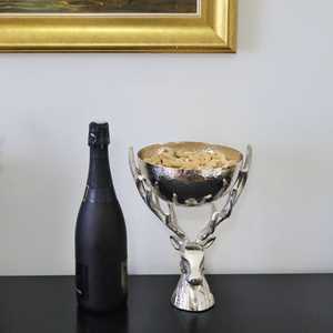 Vase de table en aluminium de haute qualité, fait main, écologique, finition dorée, design moderne, résistant à l'eau, bol décoratif, Jaffs Exports - Product Image 4