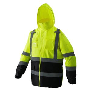 Veste de sécurité réfléchissante haute visibilité pour hommes et femmes, imperméable, avec capuche et poches, pour le travail par temps de pluie - Product Image 6