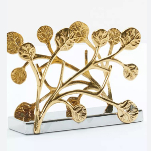 Hot Selling <b>Sets</b> Of 2 Aluminum Metal <b>Gold</b> Plated Napkin <b>Ring</b> and Holder Home Decorative Modern Home Accent - Product Image 3