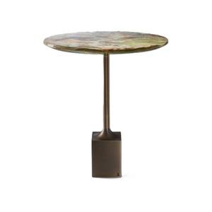 Table d'appoint moderne en laiton, base en métal de style mid-century, plateau rond, décoration artistique moderne, design parisien haut de gamme, style vintage moderne - Product Image 3