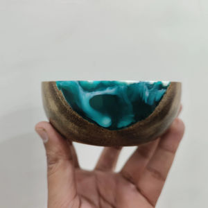 ชามลายคลื่น ชามไม้เรซิ่นทันสมัย ชามไม้สำหรับเสิร์ฟอาหาร ชามไม้ขัดเงา ชามไม้ทำมือสำหรับรับประทานอาหาร - Product Image 1