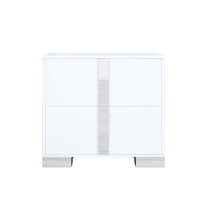 Elegant White <b>Mirrored</b> Bedside <b>Table</b> with 2 Drawers Nightstand with Metal Handle for Bedroom or Living Room - Product Image 5