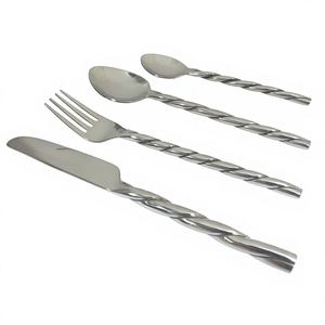 Elegante Juego de Cubiertos de Acero Inoxidable de Alta Calidad con Mangos Forjados a Mano, Acabado Pulido Espejo Ecológico para Hogar y Bodas - Product Image 1