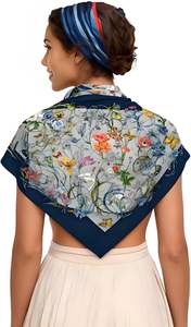 Pañuelos de seda de poliéster negros personalizados al por mayor para mujer, con logo impreso, de satén, cuadrados, de alta calidad, en stock - Product Image 4