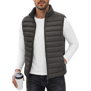 <b>Men</b> <b>Black</b> Quilted Puffer <b>Vest</b> Stand Collar Zipper Closure Windproof Casual Outerwear Autumn Wear - Product Image 6