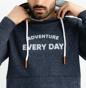 Pull à capuche imprimé décontracté pour hommes – Mélange de coton et polaire, capuche à cordon réglable, poche kangourou, streetwear automne-hiver - Product Image 3