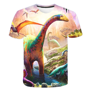 T-shirt à manches courtes pour homme, col rond, imprimé dinosaure 3D, décontracté, polyester, coupe classique, motif photo - Product Image 3