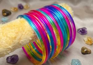 Ensembles de bracelets en verre Jelly Bangles pour femmes, style élégant, fabrication artisanale indienne, bijoux Churiyan, plaqué argent, tendance mariage, géométrique - Product Image 4