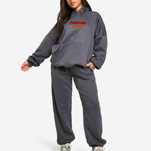 Women's Casual Tracksuit Oversized <b>Set</b> Custom Logo Hoodie <b>Joggers</b> <b>Matching</b> Wear Activewear Streetwear Everyday 2026 - Product Image 1