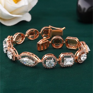 Bracelet tennis en or rose 14 carats, 7,62 CT, diamants de laboratoire multi-tailles en grappe, certifiés naturels blancs jaunes platine IGI - Product Image 2