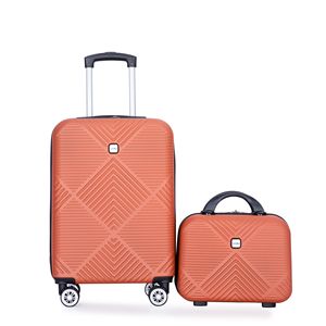 Set bagagli leggeri in ABS 2 pezzi con ruote Spinner (20/14) valigia arancione scuro - Product Image 1