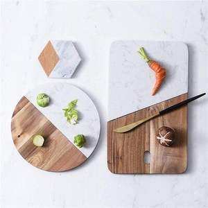 Planche à découper élégante en marbre et en bois, surface de découpe de qualité supérieure pour la cuisine, pour couper les légumes, les fruits, la viande, le pain - Product Image 3