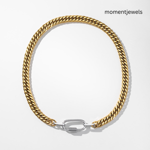 Collar Gargantilla de Cadena Cubana de Acero Inoxidable Chapado en Oro de 18K, con Eslabones Gruesos y Colgante, Moderno, Unisex, Regalo para Uso Diario y Fiestas - Product Image 3