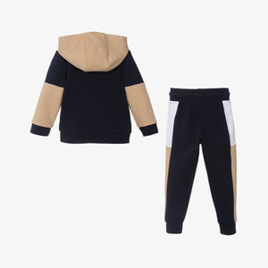 Conjunto de Sudadera con Capucha y Bloques de Color para Bebés Niños, Chándal Casual de Manga Larga con Bolsillos Laterales, Ropa de Otoño - Product Image 1