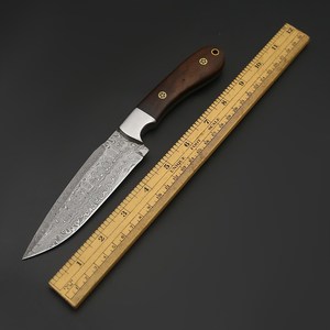 Cuchillo de Hoja Fija de Acero de Damasco, Espiga Completa, para Caza y Desollado, OEM, Industrial, para Camping y Exteriores, con Funda - Product Image 2