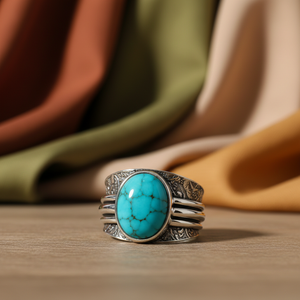 Celestial Blue Hydro Turquoise <b>Ring</b> Handmade Silver Plated <b>Statement</b> <b>Ring</b> Boho Blue Gemstone Jewelry - Product Image 5
