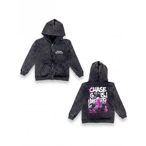 Mens Vintage Acid Wash Pullover Hoodie Oversized Graffiti Graphic <b>Back</b> Print Streetwear Casual Hooded Sweatshirt - Product Image 2