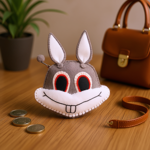 Porte-monnaie en feutre en forme de visage de lapin - Product Image 3