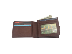 Cartera de cuero genuino premium WRIZA para hombre |   Cartera Marrón Abierta con Protección RFID, Múltiples Ranuras para Tarjetas, Ventana para Identificación, Bengala Occidental - Product Image 2