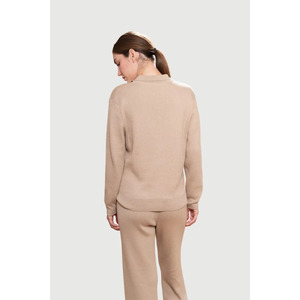 Custom Women's Knit 2 Piece Lounge Set Long Sleeve Polo Sweater & Relaxed Fit <b>Pants</b> - Product Image 3