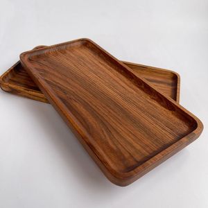 Walnut Wood Handmade Wooden Serving Tray Rectangle Minimalist Design Solid Color Dishwasher Safe Eco-Friendly Dishes & <b>Plates</b> - Product Image 1