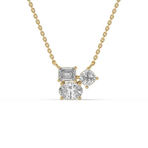 Pendentif en diamant de laboratoire plaqué or 18 carats pour femme RAMDUT IMPEX avec émeraude et coupes rondes, certifié IGI, bijoux de fiançailles de luxe - Product Image 4