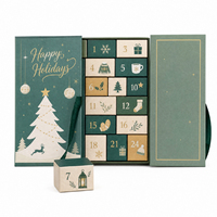 Boîte cadeau calendrier de l'avent de Noël personnalisée, en carton, avec tiroirs vides, emballage de luxe pour bijoux et parfums, boîte à double porte