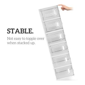 Set di 18 Scatole Trasparenti XXL e Grandi per Scarpe, Organizzatore Moderno Bianco Impilabile per Sneaker in PET - Product Image 4