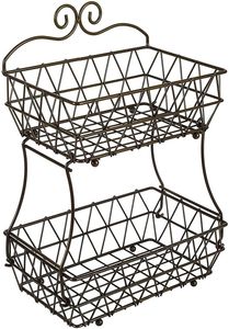 Panier à fruits en métal à 2 niveaux, grande taille, idéal pour conserver les fruits et légumes frais sur le comptoir - Vente chaude - Product Image 6