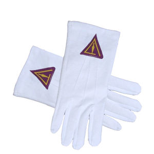 Guantes de Algodón Blanco para Logia Masónica con Escuadra y Compás Amarillos 2026, Guantes Masónicos, Servicio OEM - Product Image 2