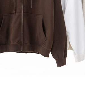 Custom logo Heavyweight Cotton Full Zipper Hoodie 440gsm Oversized <b>Thick</b> Drop Shoulder Boxy Cropped Zip up Hoodie Men - Product Image 3