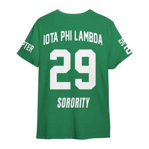 T-shirt col rond vert émeraude Iota Phi Lambda, impression personnalisée des lettres du chapitre, coupe unisexe pour femme, style décontracté d'inspiration grecque - Product Image 6