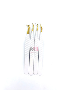 Pinzas de Acero Inoxidable Personalizadas de Alta Calidad, Pinzas Redondas para Pestañas, Pinzas Inclinadas para Cejas con Agarre Suave - Product Image 4