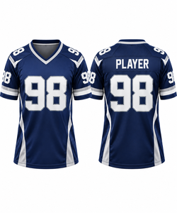 Camiseta de Fútbol Americano para Hombre, Cuello en V, Número de Jugador 98, Sublimada, Transpirable, de Poliéster, Manga Corta, Corte Regular - Product Image 1
