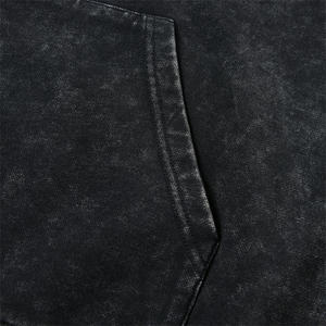 Sudadera con Capucha Negra Lavada para Hombre Cloudland, Corte Regular, Felpa Francesa, Diseño con Bolsillo, Ropa Casual de Otoño - Product Image 3