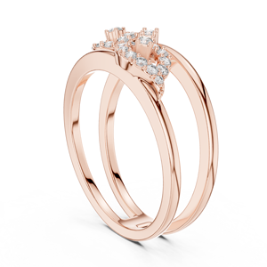 Bagues doubles LUMINARA en or rose massif 18 carats plaqué rhodium, minimalistes, avec diamants de laboratoire, pour fiançailles, fêtes, mariages et usage quotidien - Product Image 3