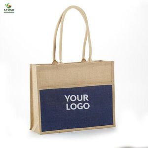 Sacs en jute à double compartiment avec portefeuille assorti – Style écoresponsable et coloré pour aliments, outils et vêtements – Capacité personnalisable - Product Image 1
