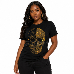 Cosh International OEM ODM Custom Luxury Crystal <b>Skull</b> Print <b>T</b> <b>Shirt</b> Soft Cotton Streetwear <b>T</b> <b>Shirt</b> for Men and <b>Women</b> - Product Image 4
