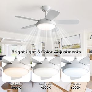 Ventilatore da soffitto a LED bianco da 42 pollici con luce LED da 22W e telecomando, pale in MDF, motore DC reversibile - Product Image 5