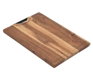 Planche à découper en bois d'acacia artisanale en gros pour OEM avec poignée en fer, planche à hacher en bois en vrac pour fromages, fruits et légumes - Product Image 4