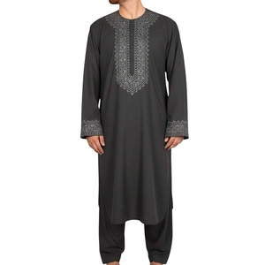 Tenues traditionnelles afghanes de style élégant, ensemble 2 pièces Shalwar et Kameez brodé vintage, mode décontractée d'été, robe afghane pour hommes - Product Image 6