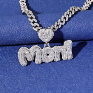 Colgante de Plata 925 con Letra Personalizada, Nombre, Moni, Corazón, Estilo Hip Hop, Rapper, con Diamantes de Imitación VVS Moissanite, para Hombre y Mujer - Product Image 4