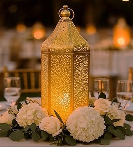 Vintage Gold <b>Moroccan</b> <b>Lantern</b> with Ornate Metal Craftsmanship Decorative Candle Holder for Luxury Interior Home Decor - Product Image 3