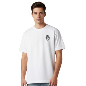 Men Oversized Short Sleeve T <b>Shirt</b> <b>White</b> Minimal Chest Logo Cotton Crew Neck Casual Daily Wear Tee OEM Wholesale - Product Image 6