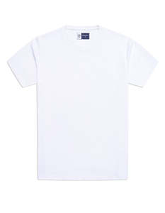 T-shirt blanc en coton pour homme, col rond, coupe classique, décontracté, respirant, tricoté, manches courtes, couleur unie - Product Image 1