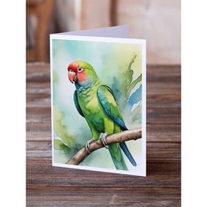 Whimsical African Ringneck Parrot Tarjetas de felicitación Paquete de 8 tarjetas de nota en blanco con sobres A7 Tamaño 5x7 - Product Image 2