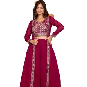 Nouveau concepteur Faux Georgette Lehenga pour les vêtements de mariage et les tenues de festival Top Lehenga avec haussement d'épaules pour femmes Mode pakistanaise - Product Image 1